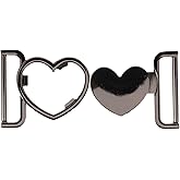 Heart Shaped Metal Roller Buckles, Heart Love Turn Clasp Interlocking Buckle Clasp Belt Accessories for Diy Waist Belt Sewing Dress Clothing Black