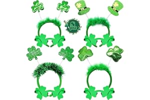 UMEELR 8Pcs St. Patrick's Day Headbands and Shamrock Sunglasses, St paddys Day Clover Glasses Headboppers for Party Costume Accessories Gifts Decorations Photo Props Party Favors Supplies