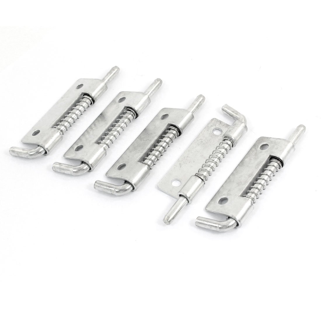sourcing map 5 Pcs Locked Spring Loaded Metal Barrel Bolt Latch 9cm Length