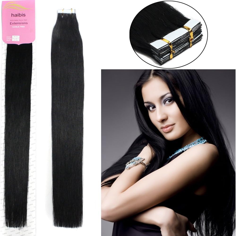 habis Remy Human Hair Extensions Tape In Straight Hair 10pcs#01 18''