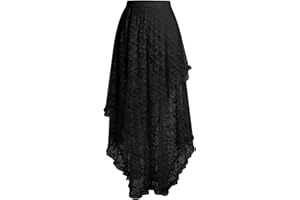 ABAFIP Women's High Waist Sheer Lace Tulle Floral Long Skirt Layered Asymmetrical Transparent Midi Skirts