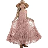 2Bunnies Flower Girl Dress Lace Boho Toddler Dresses Ruffle Girl Dress for Wedding Garden Party Holiday Communion Sleeveless