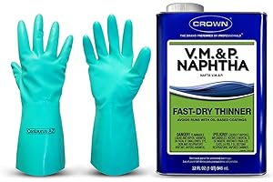 Best Mineral Spirits Thinner - Crown CR.VM.M.64 qt VM&P Naphtha Fast-Dry Thinner - Paint Thinner for Oil Based Paint, Varnish & Enamels –Available with Centaurus AZ Gloves