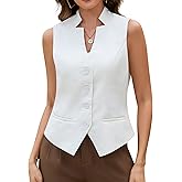 Genhoo Women's Suit Vest Tops Cropped Trendy Waistcoat Sleeveless Button Down Blazer Vest Fully Lined Going Out Tops