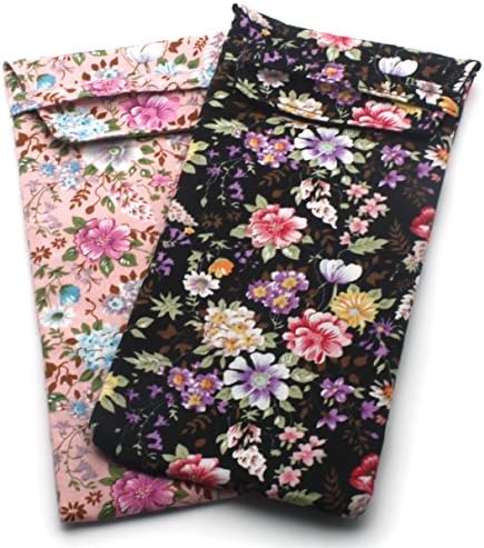 2 PACK / 3 PACK Soft Cloth Slip In Lady Floral Eyeglass or Regular Sunglasses Pouch Case