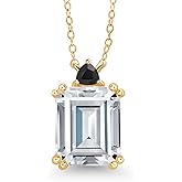 Gem Stone King 18K Yellow Gold Plated Silver Black Onyx Necklace Set with Moissanite (7.50 Cttw)