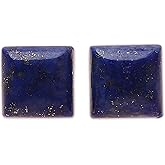 NOVICA Artisan Handmade Lapis Lazuli Stud Earrings Square from India Sterling Silver Gemstone Birthstone [0.3 in L x 0.3 in W x 0.1 in D] ' Contemporary Corners'