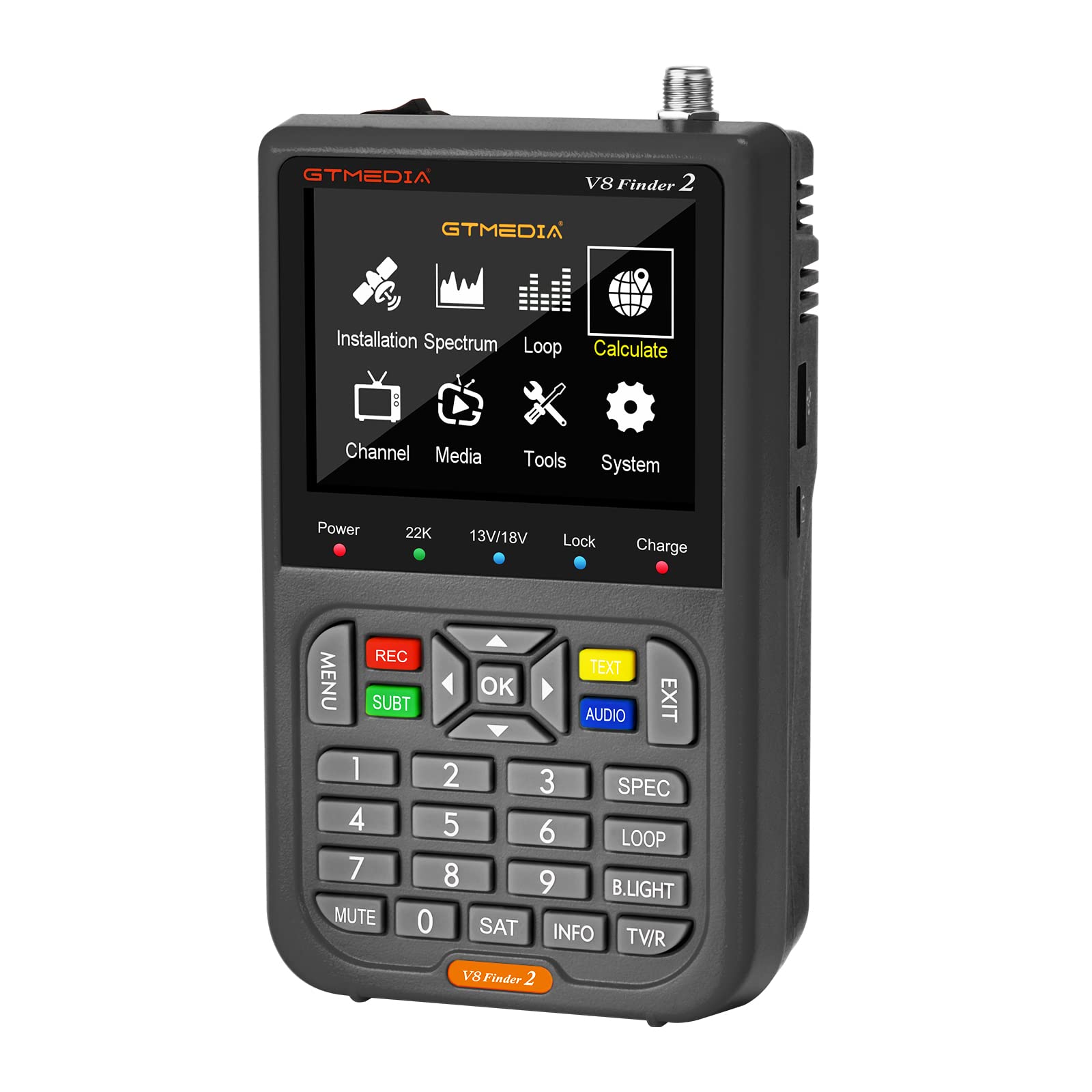 GT MEIDA V8 Finder2 Sat Finder Rilevatori di satellite TV satellitare Singal finder meter digitale Handheld DVB-S/S2/S2X satelite Misuratore riconoscimento H.264 HD Con Display LCD Da 3,5"