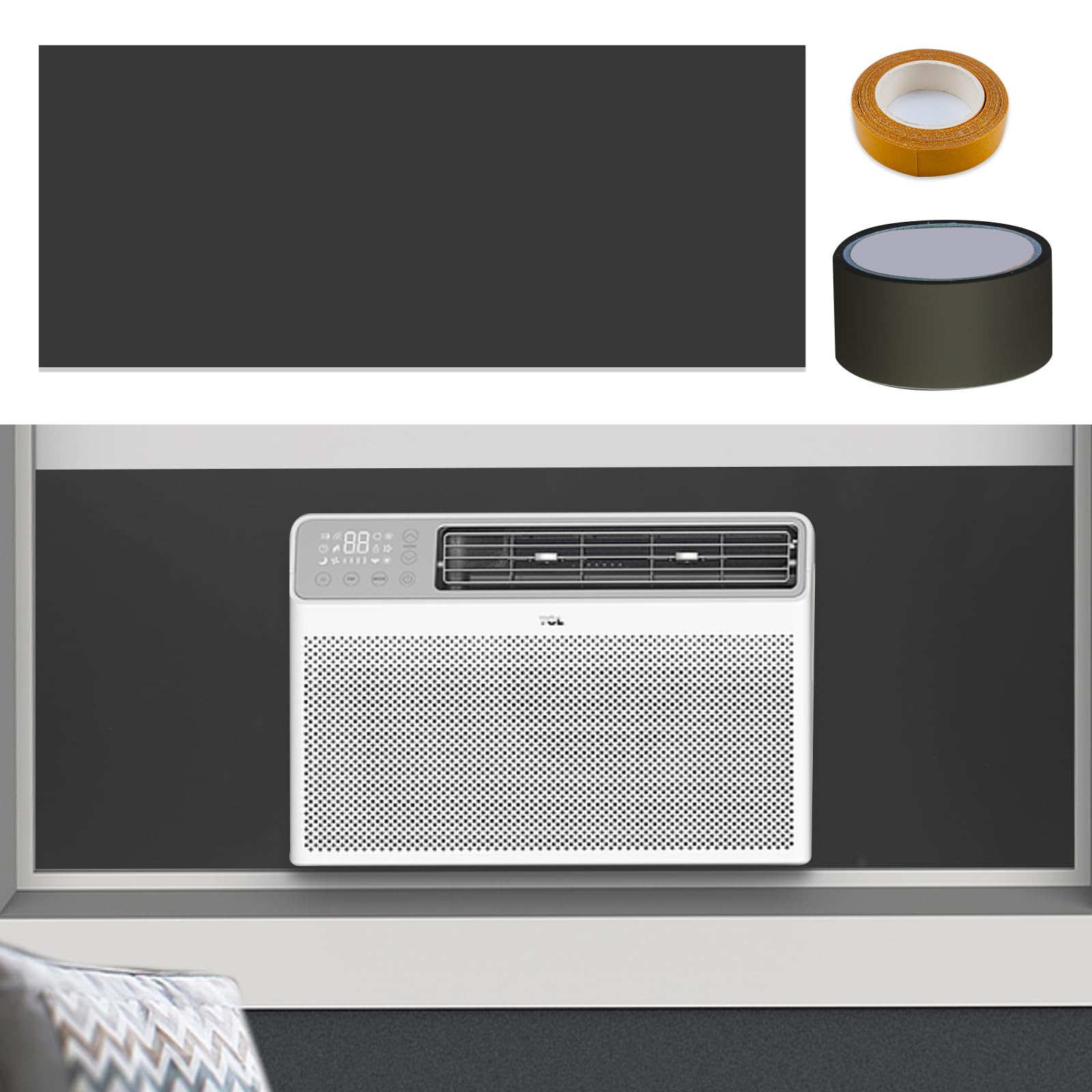 Photo 1 of Window Air Conditioner,Side Insulated Foam Panel, Summer/Winter Heat and Draft Insulating,One-Piece Full Surround Insulation Panels Window Seal 03SBR001BLACK (Black)