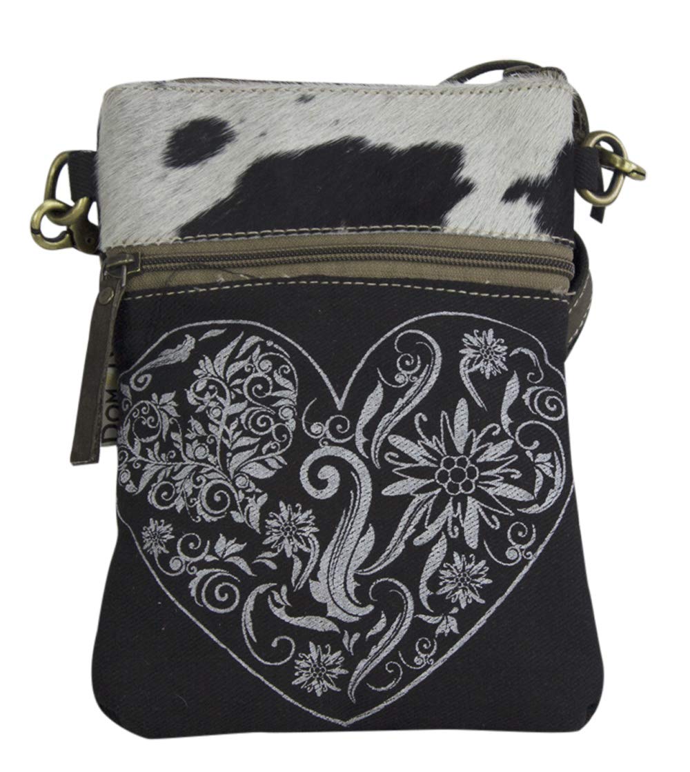 Domelo Small Canvas Shoulder Bag Women's Oktoberfest Bag Dirndl Bag Black Canvas Crossbody Bag Shoulder Bag as Oktoberfest Accessories, black, 25x28x7 cm, Retro
