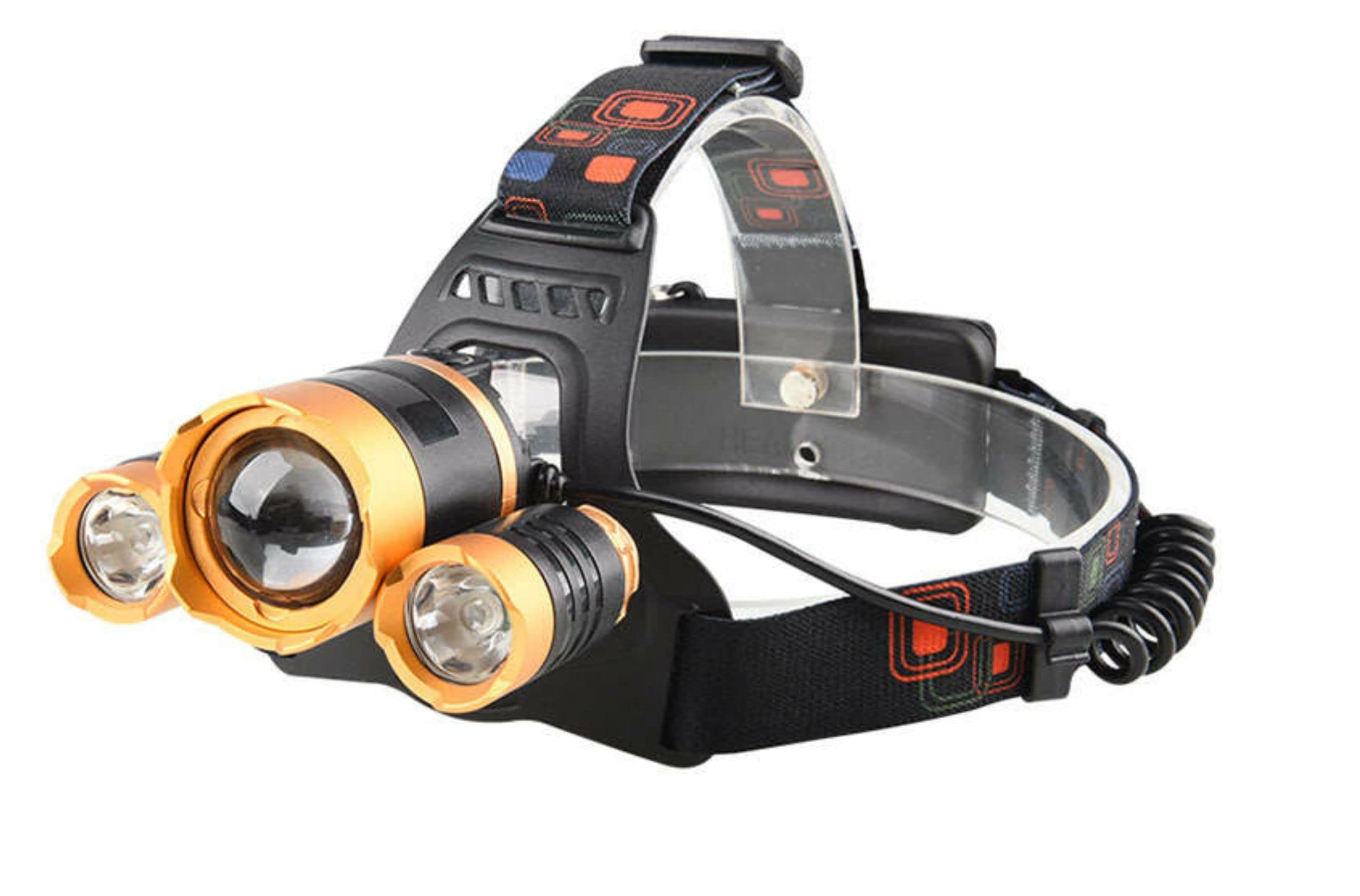 'N/A' Elfamco Super Bright LED Headlamp 3 Lights 4 Modes, 6000 Lumen, Hands-Free Torch Waterproof and Durable for Running, Camping, Fishing, Cycling, Hiking and Working