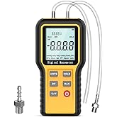 Professional Air Pressure Meter - Handheld HVAC Manometer with 12 Selectable Units, Differential Pressure Gauge, Dual-Port Ga