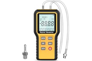 AOPUTTRIVER Dual-Port HVAC Manometer, Professional Air Pressure Meter,12 Selectable Units Differential Pressure Gauge with Large LCD Display Backlight (Included Battery)