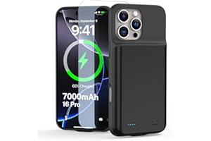 Battery Case for iPhone 16 Pro (6.3 inch), [2025 New] Charging Case Charger Ultra-Slim 7000mAh Rechargeable Portable Extended