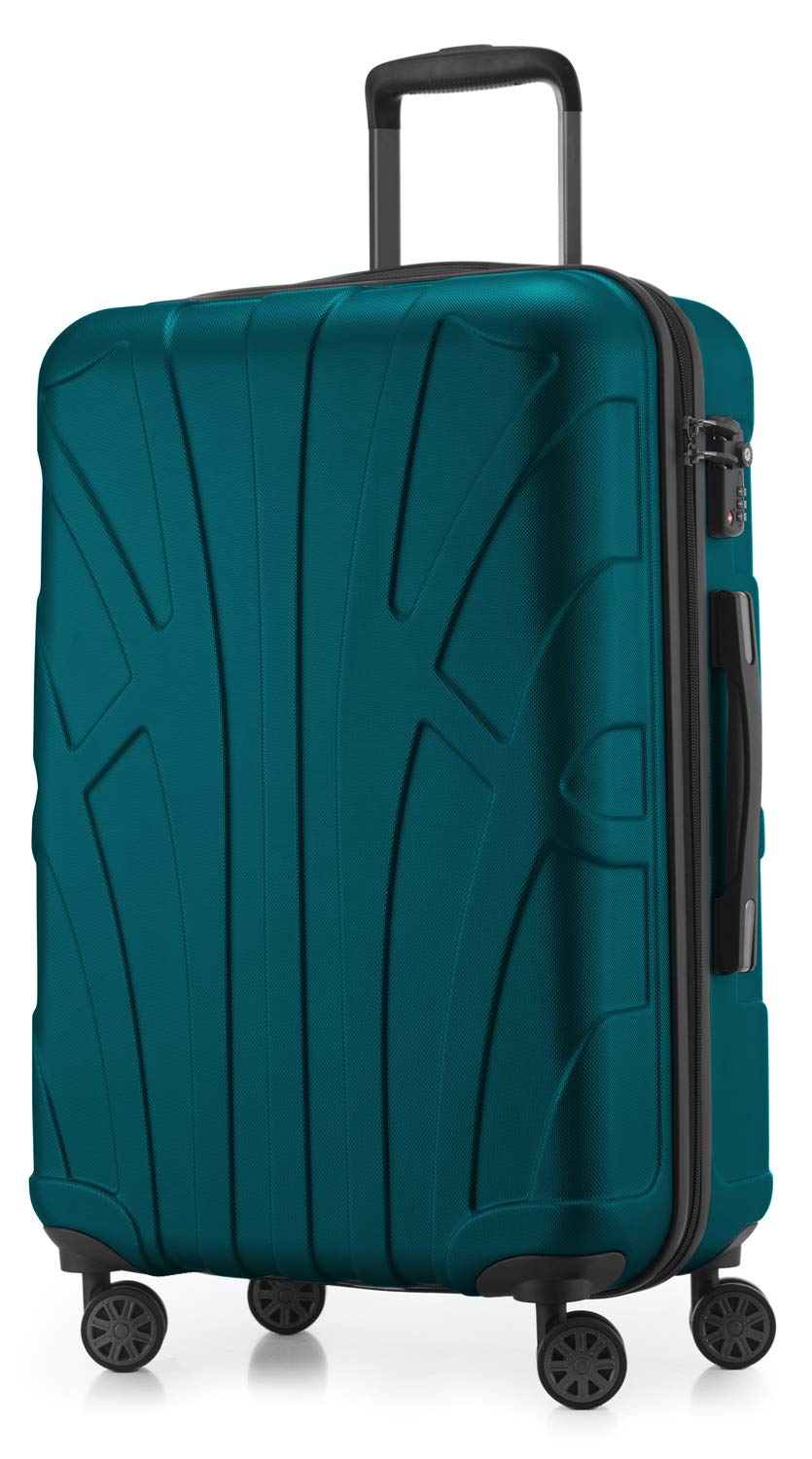 Suitline - Hardshell Suitcase Trolley Travel Luggage Hardcase with Extension, TSA, 66 cm, 58-68 litres, 100% ABS mat, Aquagreen