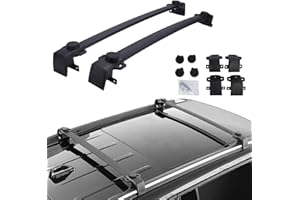 PARTOL Compass Cross Bars Roof Rack Crossbar for Jeep Compass 2017 2018 2019 2020 2021 2022/All-NEW-5-dr SUV with Side Rails, Aluminum Roof Rail Luggage Rack Cargo Carrier for Canoe Kayak Bike