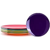 KX-WARE Melamine Plates, 10.5-inch Dinner Plates set of 6 Multicolor, 100% Melamine Dishwasher Safe BPA Free