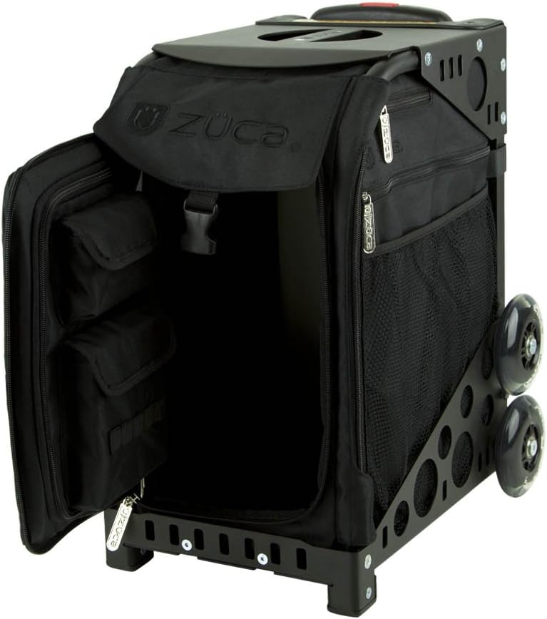 Zuca Stealth Sport Insert Bag (Black, Black embroidery) with Black Non-Flashing-Wheels Sport Frame : Sports & Outdoors