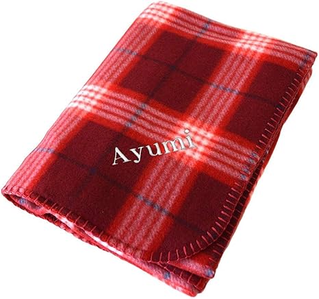 Amazon Tranparan 選べるお名前刺繍 フリースひざ掛け チェック柄 大判 70 140cm 名入れ チェックレッド ひざ掛け ハーフケット オンライン通販