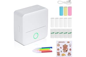 Fansbe Tech Mini Pocket Sticker Printer Wireless, Wireless Mini Portable Thermal Printers, Small Portable Stickers Printer Inkless 13 Roll Paper for iOS Android APP Pictures DIY Note Memo Gift, White