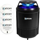 Katchy Indoor Flying Insect Trap &ndash; Catcher &amp; Killer for Mosquitoes, Fruit Flies, Gnats &amp; Moths &ndash; Non-Zapper with Suction &amp; Blue Light &ndash; Ideal for Indoor Spaces, Kitchens &amp; Plants (Original, Black)