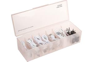 Yesesion Plastic Cable Management Box with Lid and 7 Compartment, Large Cord Organizer Case, Desk Drawer Electronics Accessories Storage for Home Office Supplies, Phone Charger, Wires, Clips (Pink)