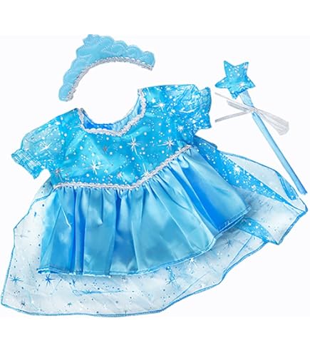 Amazon.com: Purple Fairy Princess Dress w/Wand Teddy Bear Clothes Fits Most  14