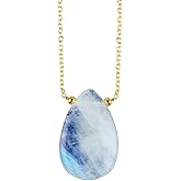 NJCRAFT Pear Natural Cabochon Necklace for Women | Handmade Gemstone Pendant | Wire Wrapped Love Crystal Jewelry | 8–14 mm Stone | Chain 16+2 Inch Adjustable