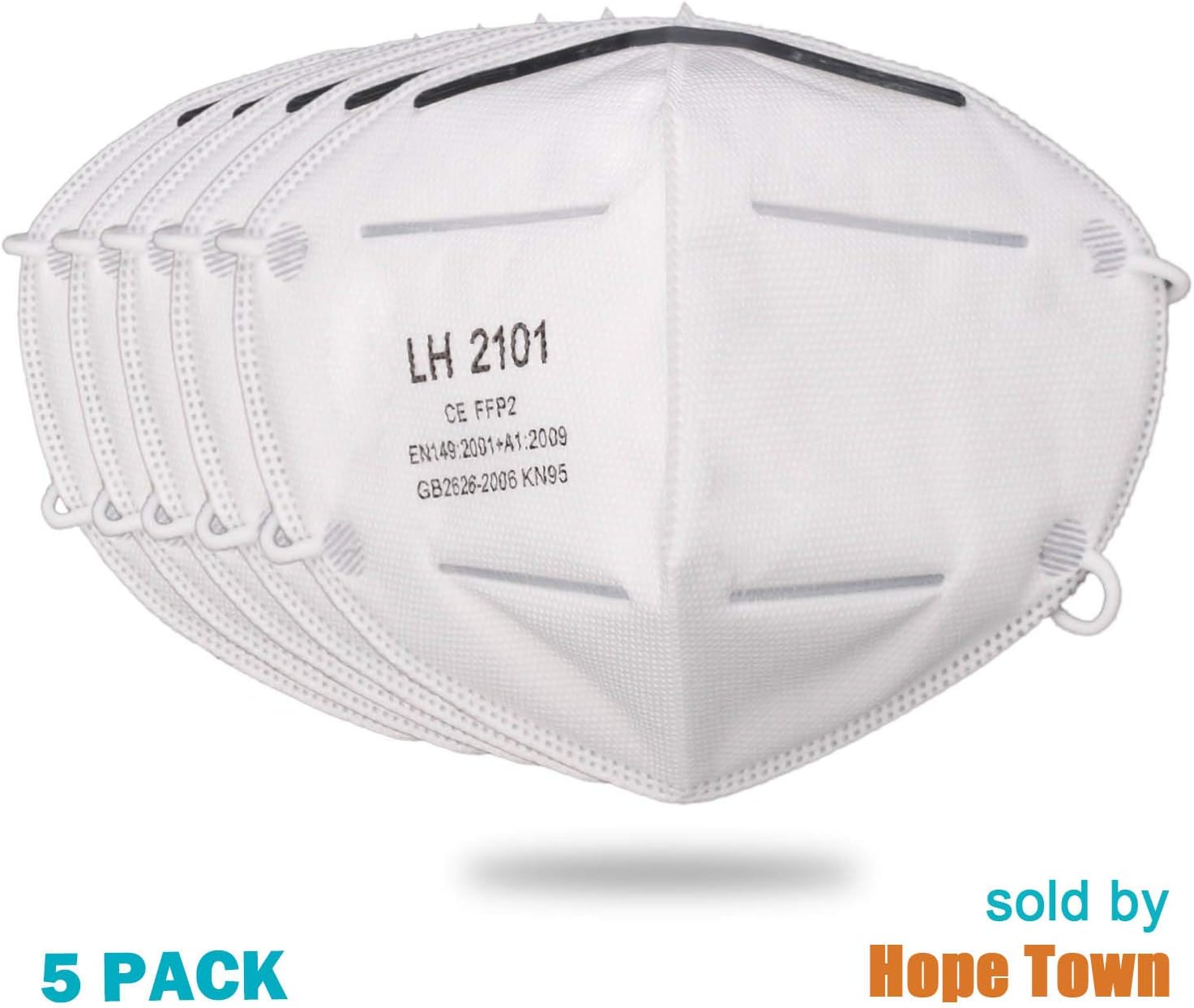 Columbia 5 Packs Adult Costume Reusable Cotton Cloth Mask – for Face Protection from Dust Pollen Air Pollution White