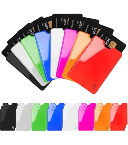 Amazon.com: Aigee 28 RFID Blocking Sleeves (24 Credit Card Protector  Holders in 12 colors & 4 Passport Protectors), Identity Theft Protection  Secure Sleeve for Credit Cards, Debit Card, 2pcs Clear Plastic Sleeve :