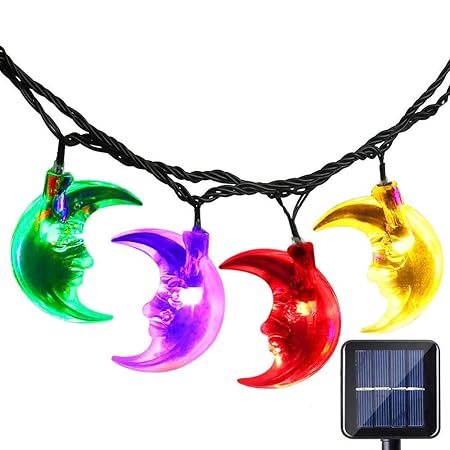 CITRA Moon Shape 30 LED Waterproof Solar String Lights (20 ft, Multicolour)
