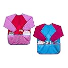 SPIRICH Art Essentials Artist Smock, Kids’ Personalized Waterproof Artist smock, Children's Aprons Long Sleeve with Pockets for Age 2-6, 2 Pack