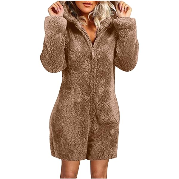 Obelunrp Pajamas Capybara, 1 Set Pajamas du Capybara Moelleux Ensemble avec Robe et Pantalon, vêtements de Nuit Thermique à Capuche pour Femmes (L