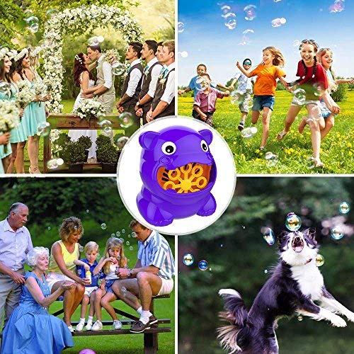 Bdwing Little Kids Bubble Machine Automatic Bubble Blower Durable High Output Bubble Marker with a Bottle of Bubbles Solution Refill, Hippo Shape, Portable Blowing Machine for Indoor or Outdoor use
