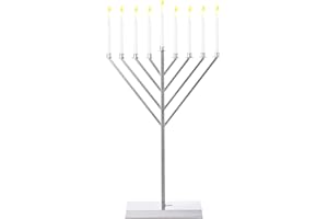 VINTIQUEWISE Large Metal Silver Coated Hanukkah Menorah 3 Ft. for Synagogue