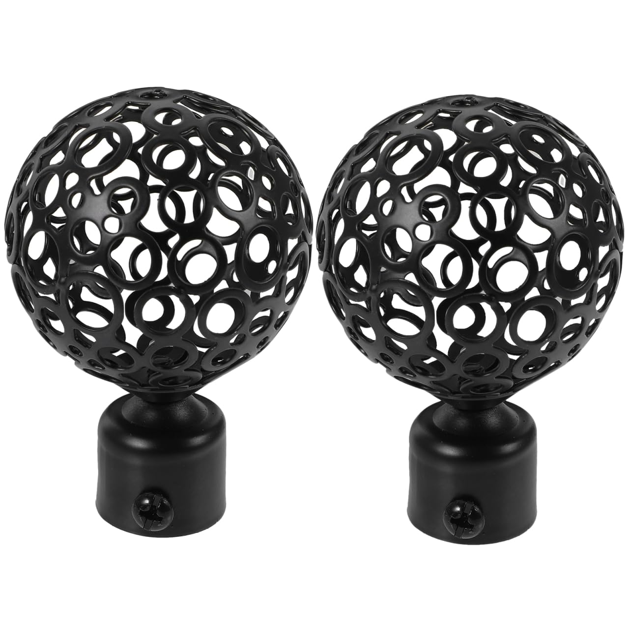DOITOOL Decorative Curtain Rod End Finials for 22Mm Diameter Poles Metal Hollow Floral Design Curtain Rod Accessories Window Drapery Pole Caps for Home Decoration