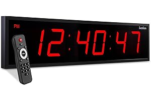 Ivation Oversized 36" Large Digital LED Clock | Big Digital Clock w/Multi-Function Display – Stopwatch, Timer, Alarms, Temp & Date | 6 Brightness Levels, Time Memory & Remote (Red)