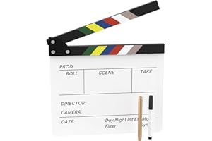 GREAT&LUCKY Acrylic Film Movie Clapboard,Hollywood Directors Photography Studio Video TV Clapper Board with Erasable Pen Movie Theater Props Decor,Acrylic Clap Board 10.5 X 11.7 inches