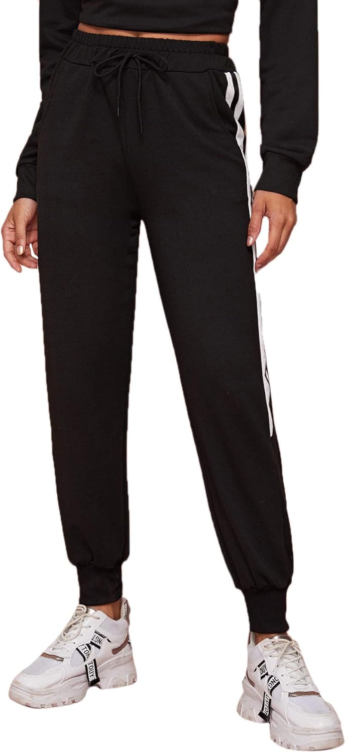 SweatyRocks Women's Drawstring Waist Athletic Sweatpants Jogger Pants with Pocket at  Women’s Clothing store