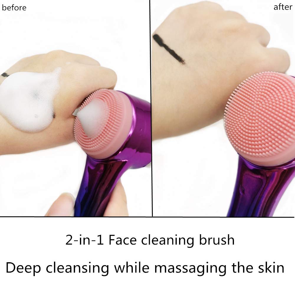 Double-sided Manual Facial Cleansing Brush - 2 in 1 Face Wash Brush for Gentle Exfoliating, Deep Cleansing, Makeup Removal, Massaging and Removing Blackhead Wash Suitable for All Skin Types: Beauty