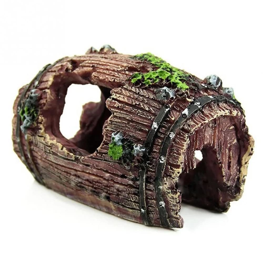 MaoNativey Resin Aquarium Ornament, Fish Tank Broken Barrel Cave Decor Cave Landscaping Decoration Fish Tank Accessories for Small Shrimp Fish Hide Aquarium Decoration