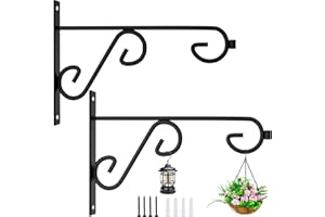 KEHOUXRE Plant Hanger Hook,2 Pcs Hanging Basket Hooks,6in Metal Wall Plant Hook for Outdoor or Indoor Hanging Flower Baskets,Bird Feeders,Solar Lanterns