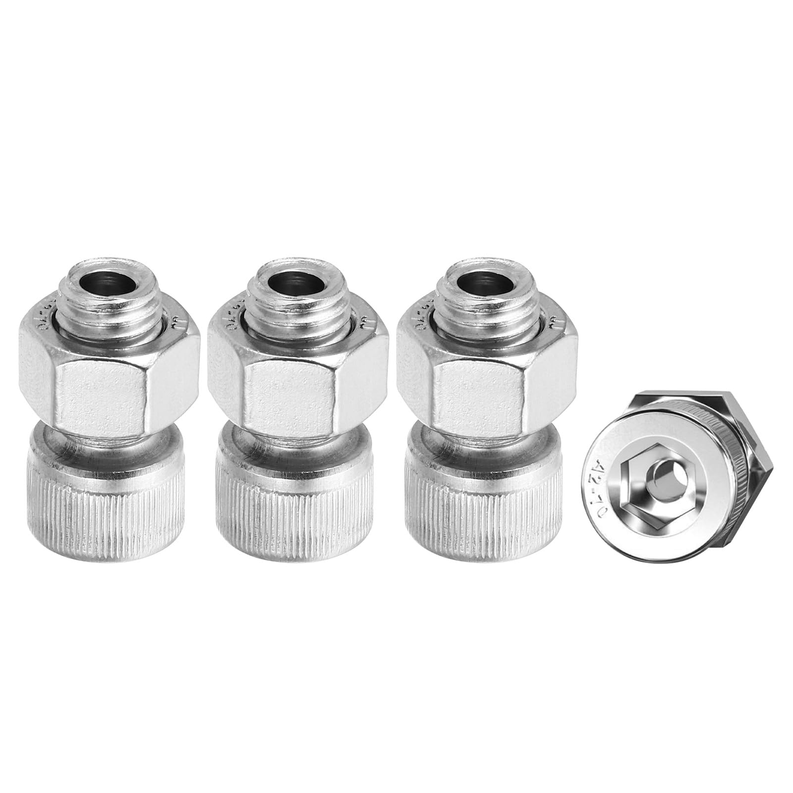 PATIKIL M12x20mm 304 Stainless Steel Hollow Bolt, 4 Set Cylindrical Hexagon Socket Screw Nut Kit Lamp Threading Screws Through Hole Fasteners