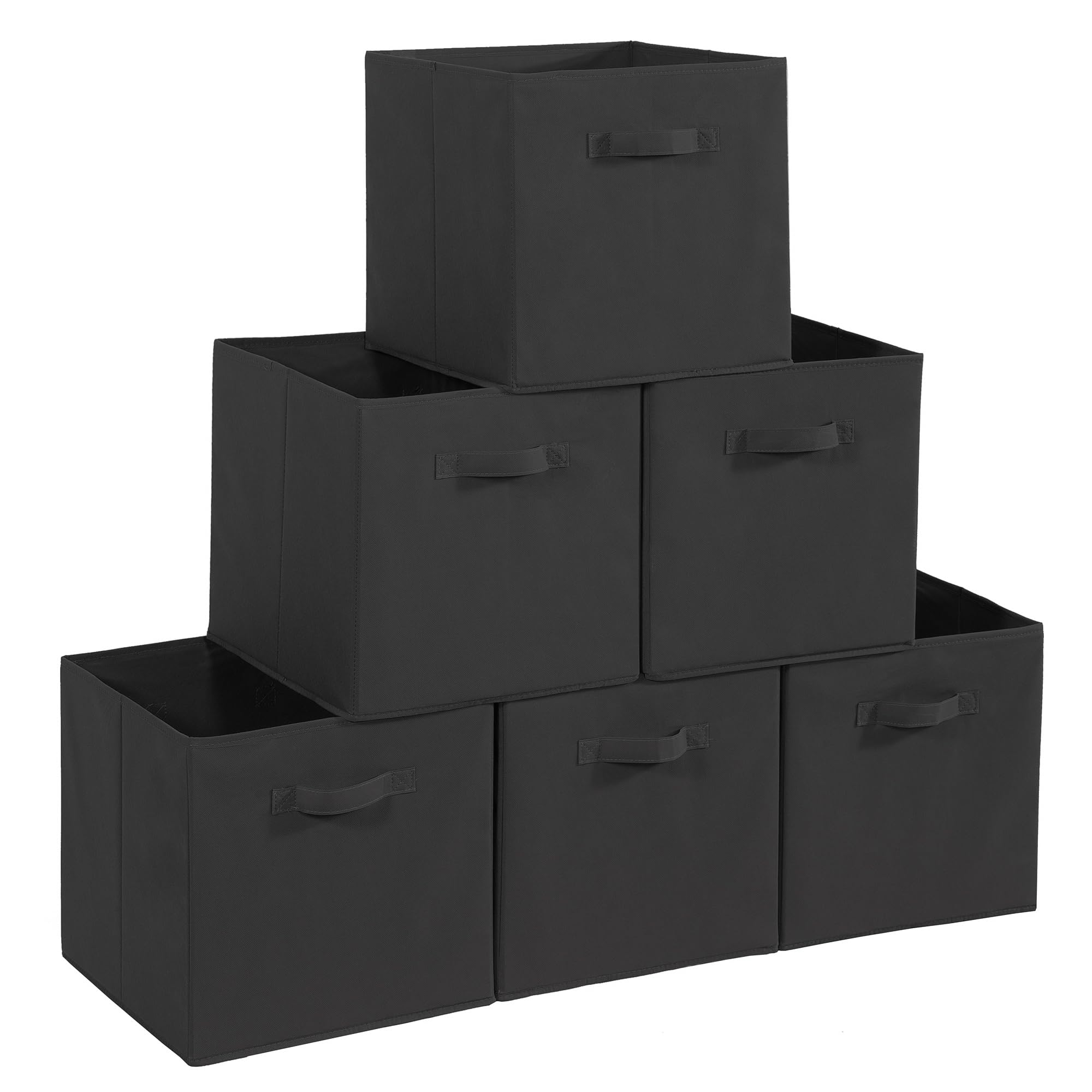 Photo 1 of STORAGEIDEAS 11x10.5 Storage Bins, Set of 6 Storage Cubes. Collapsible Cube Storage Bins, Fabric Closet Organizers with Handles for Home, Closet Shelf Cabinet, Bookcase, Black (11"x10.5"x10.5")