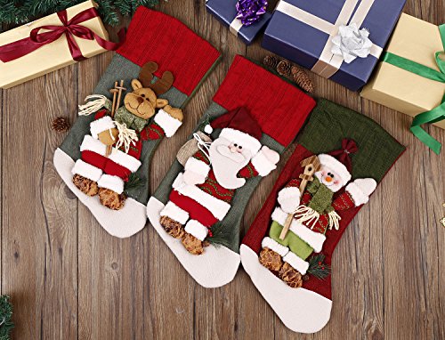 Classic Festive Decor Christmas Stockings 3D Cute Cartoon Reindeer Stocking (18")