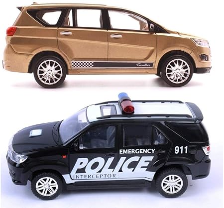 Online Collections Centy Toys Car Combo of Innova Cristiano and Police Pull Back Toy Model for Kids (Color May Vary as per Availability) (Multi Color)