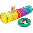 iCAGY Cat Tunnel for Indoor Cats Interactive, Rabbit Tunnel Toys, Pet Toys Play Tunnels for Cats Kittens Rabbits Puppies Crinkle Pop Up Rainbow 45"