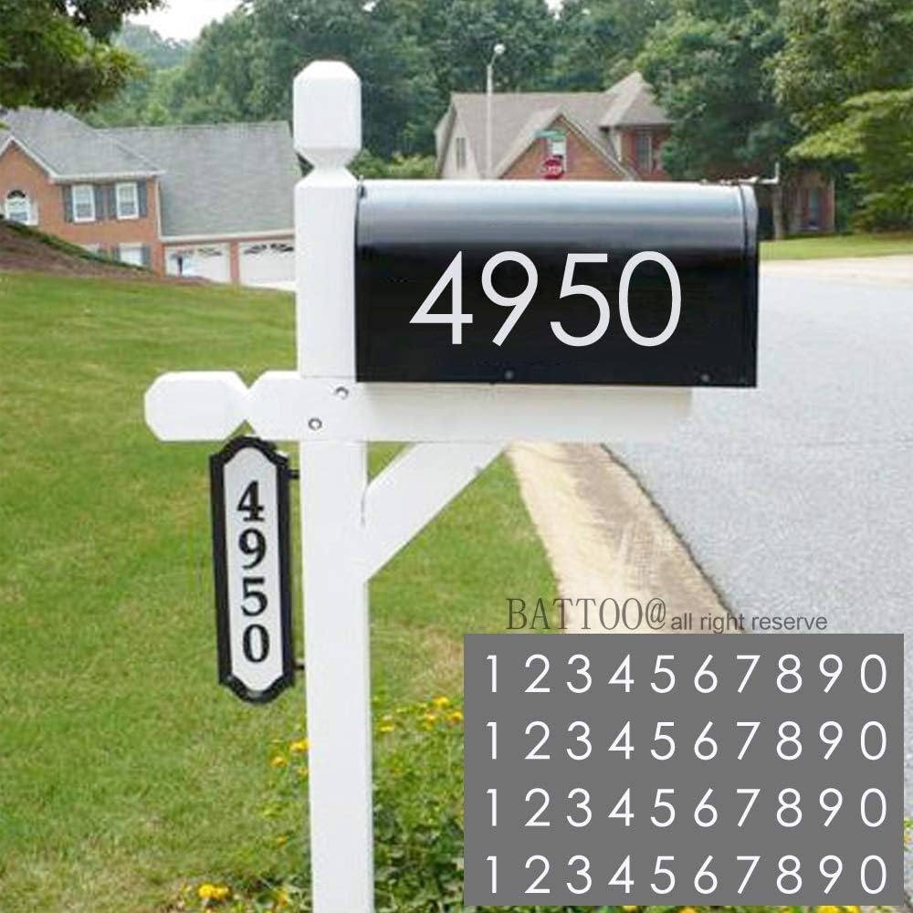 Mailbox Numbers Sticker Decal Die Cut Classic Vinyl Number 3" Self Adhesive 4 Sets White for Mailbox, Signs, Window, Door, Cars, Trucks, Home, Business, Address Number, Indoor or Outdoor