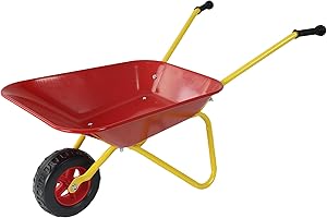YESTAR Kids Wheelbarrow, Children's Heavy Duty Metal Wheelbarrow with Steel Tray and Sturdy Frame, Child Size Garden Yard Sandbox Indoor Outdoor Use for Hauling Leaves, Soil, Sand, Toys and More