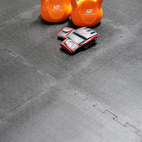 RubberCal "Armor Lock Interlocking Rubber Mat (4Pack), Black, 3/8 x